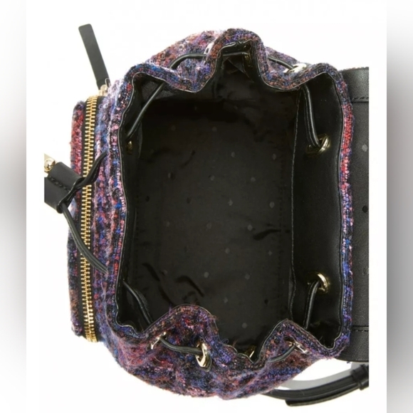 Kate Spade Emerson Fabric Jessa Tweed Backpack Burgundy/Multi 90's Inspired Bag - Picture 6 of 16